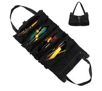 Sac à Outils Roulant Canvas - Sac Multifonction avec 5 Poches à Fermeture Éclair - Idéal pour Plombiers, Électriciens et Artisans (Noir)