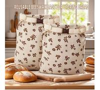Sac à pain double épaisseur - Mélange lin-coton - Cire d'abeille naturelle - Réutilisable, lavable main - Motif fleurs