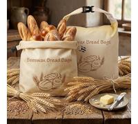 Sac À Pain En Cire D'abeille Brivell, Sacs Brivell Premium En Cire D'abeille & Coton 100 % - Lavables, Pour Une Conservation Naturelle, pour Pain Artisanal et Baguette, Alternative Zéro Déchet (1PC)