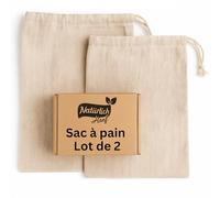 Sac à Pain Lot de 2 | Tissu 100% chanvre naturel | Paniere a Pain pour conserver la fraîcheur | Huche réutilisables | Sac Conservation Pain 2x 30x40 cm
