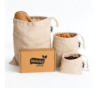 Sac à Pain Lot de 3 | Tissu 100% chanvre naturel | Paniere a Pain pour conserver la fraîcheur | Huche réutilisables | Sac Conservation Pain 3x différentes tailles