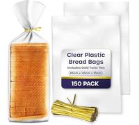 Sac a Pain Plastique - 45cm x 20cm x 10cm (150 Paquets) Sac a Pain pour Petits Pains, Baguettes Faits Maison - Sachet Alimentaire Transparent pour Un Usage Quotidien Sacs de Rangement du Pain