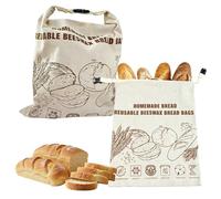 Sac à pain réutilisable en cire d'abeille, mélange de coton et de lin, grande taille 33 x 43 cm, fermeture éclair et boucle double joint, pour levain, baguettes et pain artisanal