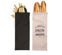 Sac à Pain Tissu Beige / Noir - Grand Sac pour Baguettes Entière et Viennoiseries - Favorise la Conservation