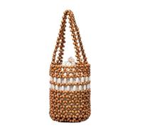Sac À Perles De Bois Sac À Main Creux En Perles De Bois Fabriquées La | Sac fourre-tout seau à perles, sac à main de plage d'été for dames