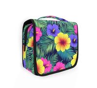 Sac à pharmacie hawaïen avec crochet de suspension pour homme Motif fleurs et feuilles de palmier Couleurs fluo