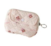 Sac à pièces de monnaie floral matelassé en coton, petit sac de rangement avec fermeture éclair et imprimés mignons, Étui à rabat motif petit ourson, Étui à rabat motif petit ourson