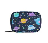 Sac à pilules de voyage avec compartiments détachables pour médicaments et sac à main Motif planète colorée