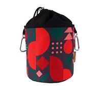 Sac à pinces à linge portable à suspendre, en coton avec 2 mousquetons robustes, fermeture à cordon, attache métallique pour ranger les pinces à linge, Ø 17 cm x 28 cm, design : rétro rouge-noir