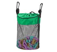 Sac à pinces à linge pour extérieur, sac à pinces à linge pour corde à linge en plein air, sac à pinces à linge en maille avec crochets, lavable en machine, organisateur de rangement pour pinces à