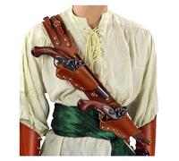 Sac À Pistolet Vintage, Étui À Silex De Pirate Médiéval, Porte-Pistolet Triple Menace avec Bandoulière Réglable for Cosplay, Accessoires De Costumes De Fête d'halloween(Color:Brown)