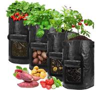 Sac À Plantes,Sacs De Plantation De Jardin Sacs De Culture Pour Pommes De Terre, Tissu Non-Tissé Sac De Plantation Avec Poignées Pour Pommes De Terre, Tomates Et Fraises (4 Pack)