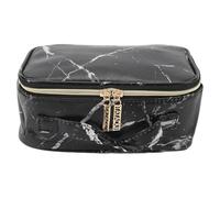 Sac à Poche en Marbre Grande capacité Sac de Maquillage en Cuir PU Noir avec Fermeture de Fermeture éclair Robuste pour Les Toilettes, Gymnase, Voyage