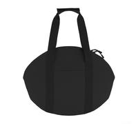 Sac à poêle Oxford 600D pour camping, pique-nique et barbecue - Housse de transport pour plaque de grill avec poches latérales, poignée, convient aux poêles jusqu'à 35 cm de diamètre (noir ovale)