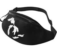 Sac À Poitrine Carte De L'État Des Grands Lacs Du Michigan Portable Sac Poitrine Avec Prise Casque Sacoche Ceinture Pour Cyclisme Promenade De Chien Alpinisme 14X35Cm