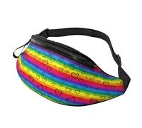 Sac À Poitrine Léger Fanny Pack Fierté LGBT Drapeau Rainbow Cœurs d'amour Portable Sac Porté Épaule pour Balade Promenade De Chien Running 14X35Cm