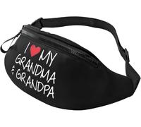 Sac À Poitrine Mode Fanny Pack J'aime Mon Grand-Père Et Ma Grand-Mère avec Prise Casque Sac De Taille pour Femme Vie Quotidienne Homme 14X35Cm