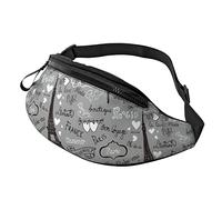 Sac À Poitrine Mots d'amour Gris Paris Eiffel, Sac De Taille Multifonction Sac Poitrine Portable Sac À Dos De Randonnée pour Balade D'Entraînement Randonnée
