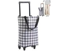 Sac à provisions 1PC sur Roues, Chariot de magasinage Pliable imperméable, Sacs de Chariot réutilisables Portables avec poignée télescopique, Damier.