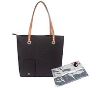 Sac à provisions de vin avec distributeur de boissons | Sac à vin anti-décoloration avec poignée, tissu Oxford isolant thermique, sac de pique-nique multifonctionnel avec anti-fuite, 33 x 32 cm, Noir