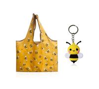 Sac À Provisions Pliable 1 Pièce, Porte-Clés D’Abeille 1 Pièce, Sac À Provisions Imprimé Abeille, Sac À Provisions Pour Femmes, Sac De Rangement De Vêtements, Sac Fourre-Tout Réutilisable