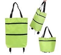 Sac À Provisions Pliable avec roulettes, Sac De Courses Portable À roulettes, Chariot De Courses Réutilisable, pour Faire Les Courses Au Supermarché, Transporter des Nécessités Quotidiennes (Vert)
