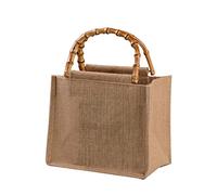Sac à provisions portable en toile de jute avec poignées en boucle réutilisable, marron, 26x15x21cm