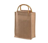 Sac à provisions portable en toile de jute avec poignées en boucle réutilisable, marron, 36x15x28cm