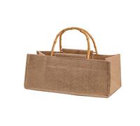 Sac à provisions portable en toile de jute avec poignées en boucle réutilisable, marron, 39x18x16cm