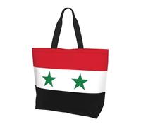 Sac à provisions réutilisable à une épaule, drapeau de la République arabe syrienne pour femmes, sac fourre-tout décontracté à une épaule, grand sac à provisions multifonction