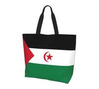 Sac à provisions réutilisable à une épaule, drapeau du Sahara occidental pour femmes, sac fourre-tout décontracté, grand sac à provisions polyvalent, noir, taille unique