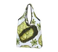 Sac à provisions réutilisable imprimé sushi aneth cornichons sacs d'épicerie sacs fourre-tout en tissu mignon lavable, noir, 3 Pack