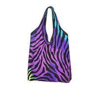 Sac à provisions réutilisable motif zèbre camouflage imprimé sacs d'épicerie sacs fourre-tout en tissu mignon lavable, noir, 1 Pack