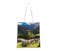 Sac à provisions réutilisable, sac à main pour les courses, sac à bandoulière en toile polyvalent,Alpes suisses Valais Mouflon à nez noir Nid Animaux Nature