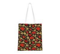 Sac à provisions réutilisable, sac à main pour les courses, sac à bandoulière en toile polyvalent,Canneberge traditionnelle russe