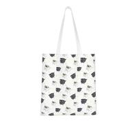 Sac à provisions réutilisable, sac à main pour les courses, sac à bandoulière en toile polyvalent,Carlins noirs qui font pipi