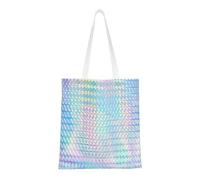 Sac à provisions réutilisable, sac à main pour les courses, sac à bandoulière en toile polyvalent,Hologramme de couleur arc-en-ciel coloré Holographique