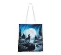 Sac à provisions réutilisable, sac à main pour les courses, sac à bandoulière en toile polyvalent,Le ressentiment du loup