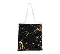 Sac à provisions réutilisable, sac à main pour les courses, sac à bandoulière en toile polyvalent,Or noir Nb