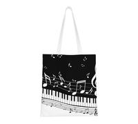 Sac à provisions réutilisable, sac à main pour les courses, sac à bandoulière en toile polyvalent,Touches de piano avec notes de musique