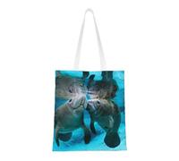 Sac à provisions réutilisable, sac à main pour les courses, sac à bandoulière en toile polyvalent,Un joli baiser amoureux des lamantins