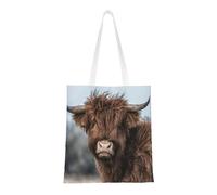 Sac à provisions réutilisable, sac à main pour les courses, sac à bandoulière en toile polyvalent,Vache des Highlands, faune écossaise