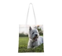Sac à provisions réutilisable, sac à main pour les courses, sac à bandoulière en toile polyvalent,Westie Lawn West Highland White Terrier Chiens
