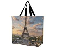 Sac à provisions unisexe avec caniches et chiens pour les courses, les voyages, les courses, sac à main, Paris Tour Ei, Taille unique