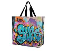 Sac à provisions unisexe avec motif voile au bord de la mer pour les courses, les voyages, les courses, Graffiti de rue, Taille unique