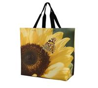 Sac à provisions unisexe avec motif voile au bord de la mer pour les courses, les voyages, les courses, tournesol, Taille unique