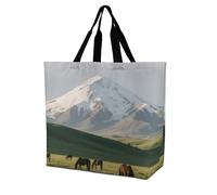 Sac à provisions unisexe avec motif voile au bord de la mer pour les courses, les voyages, les courses, Snow - Capped Mounta, Taille unique