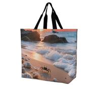 Sac à provisions unisexe avec motif voile au bord de la mer pour les courses, les voyages, les courses, Mer plage coucher de soleil, Taille unique