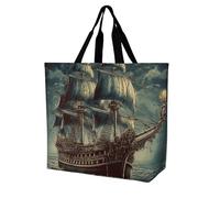 Sac à provisions unisexe motif tortue de mer, coucher de soleil, sac à main, sac à main, L Vintage Sailing as, Taille unique