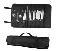 Sac à rouleaux de couteaux, sac à couteaux de chef Oxford robuste, porte-couteaux multifonctions, portefeuille à outils, rouleau à outils pour le camping ou le travail (Noire)
